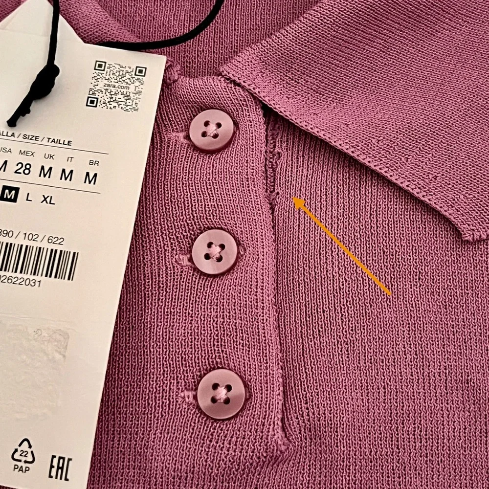 Zara Pink Short-Sleeve Polo Sweater